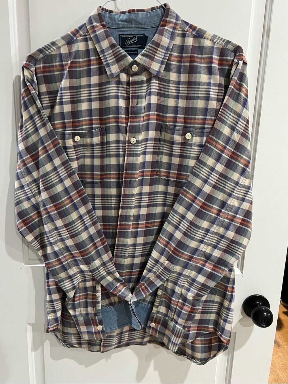 Grayers Men's Plaid Button-Up Shirt Jacket in Brown, Cream, Blue